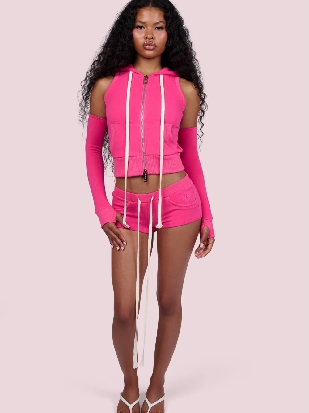 Body By Raven BODY KNITWEAR SHORT SET (STARBURST PINK) Sm top, Med Shorts